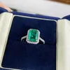 Cluster Rings 925 Sterling Silver 7 9mm Emerald High Carbon Diamond Ring Shiny Women's Party Boutique Jewelry Wholesale