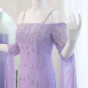 Robes de soirée violet clair, images réelles, superbes robes de bal à paillettes et perles, Style d'été, en mousseline de soie avec paillettes et perles