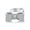 Anneaux de cluster Karloch S925 Sterling Silver Bow avec diamant Bague en métal Hip Hop Style européen Bijoux