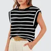 Kvinnor Bluses Women Summer Tank Top Randig Color Block för Loot Fit Tee Shirt med O-Neck Raglan Sleeves Streetwear