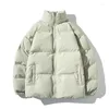 Vestes pour hommes Harajuku Veste d'hiver Hommes Parkas Épaissir Manteau chaud Hommes Collier Couleur Solide Parka Femmes Mode Streetwear