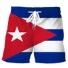 メンズショーツDプリントキューバの旗ビーチメンサマーカジュアルストリートキューブパターンショートパンツクイックドライサーフボード
