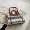 DrawString Canvas Bag for Women stor kapacitet axel designer handväska kvinnlig semester hög kvalitet portfölj resan bärbar dator