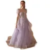 Lavendel-Abendkleid, funkelnde Prinzessin, lange Ballkleider, herzförmiger, kurzärmliger, offener Rücken, Partykleider