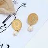 Boucles d'oreilles pendantes Skute Vintage personnalité couleur or Portrait pièce pour femmes mode Imitation perle goutte fête bijoux Aretes