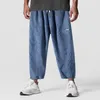 Calças masculinas sólido sweatpants casual cordão pés rendas até tornozelo moda streetwear baggy para masculino solto