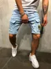 Summer Mens Stretch Ripped Short Jeans Streetwear Pocket Fashion Hip-hop Blue Slim Denim Shorts Brand Clothes Male 240313