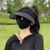 Cappelli a tesa larga Estate Cappello da sole vuoto per donna Cappello con visiera floscia Parasole pieghevole per protezione UV da esterno