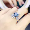 Pierścienie klastra Naturalne prawdziwe niebieskie pierścień Topaz Love Heart Styl luksusowy styl biżuterii 8 8 mm 2,5ct kamień szlachetny 925 Srebrny srebrny J23946