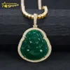Preço mais barato moissanite hip hop jóias fornecedor sier vvs diamante verde jade gelado pingente de buda