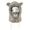 Bérets en peluche masque d'équitation coupe-vent cagoule chauffe-cou cordon réglable bonnet chapeau pour snowboard cyclisme chien marche