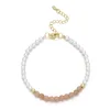 Strand 4mm Round Natural Sunstone Morganite Green Aventurine Amethyst White Shell Pearl Bead Bracelet