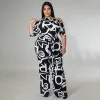 Bottoms wmstar Jumpsuit plus taille des femmes vêtements d'été imprimées à l'épaule laissée avec des châssis offiice dames en gros dropshipping 2022