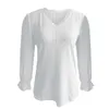 Kvinnors T -skjortor Kvinnor Autumn Fashion Shirt Blus Sexig V Neck ihålig ut veckad ärm Topp Casual Solid Colors Long GG