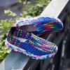 Lägenheter Fashion Women Shoes Summer Sneakers Flats Woven Shoes Slip On Breattable Loafers Casual Colorful Female Footwear Big Size 41