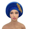 Roupas étnicas Africano Auto Gele Headtie Mulheres Head Wraps Nigéria Festa de Casamento Laços Feminino Turbante Cap Pronto para Usar