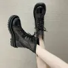 Sandalen Sommer atmungsaktiven Mesh -Knöchelstiefeln für Frauen modische Zip Schnürung Casual Schuhe Frau Flachplattform coole Stiefel Schuhe Frau Stiefel