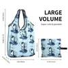 Shopping Bags Bassoon Sea Monster Groceries Tote Bag Women Funny Music Notes Shopper Shoulder Large Capacity Handbag