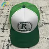 Verde malha retalhos rhude boné de beisebol masculino feminino 1 1 tags alta qualidade bordado ao ar livre protetor solar ajustável rhude hat210k