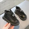 Boots Autumn Winter 3 Color Kids Girls for Boys Fashion Leather Leator Bottom Bottom Non Slip Running Shoe 21-30
