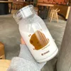 450 ml mignon dessin animé ours bouteille d'eau en verre épais résistance à la chaleur bouteilles à boire lait café gobelets pour femmes étudiant 240314