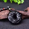 Pendentif Colliers Naturel Obsidienne Dominatrice Dragon Jade Bijoux Chanceux De Bon Augure Amulette Collier Fine