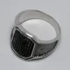 Bagues en argent massif 925 Cool rétro Vintage bague turque bijoux de mariage pour hommes noir Zircon pierre conception incurvée confortable convient 240305