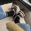 Casual skor kort plysch rund tå lyx design varma kvinnor platt vinter retro bekväma damer loafers