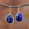 Boucles d'oreilles pendantes plaqué or goutte d'eau Lapis Luzuli Amazonite Rhodonite pierre crochet Biju bijoux