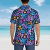 Men's Casual Shirts Bright Flowers Hawaiian Shirt Men Beach Vibrant Floral Short Sleeves Y2K Funny Custom Vintage Oversized Blouses