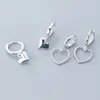 Hoop Earrings Fashion Glossy Love Pendant 925 Sterling Silver Korean Geometric Hollow Women's Jewelry Gift