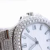 Custom Design and Luxurious Studded Analog Stainless Steel IcedOut VVS Clarity Full Moissanite Diamond Hip Hop Wrist Watch