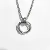 Лидер продаж, ожерелье с тремя кольцами из нержавеющей стали, простое и не выцветающее мужское ожерелье в стиле хип-хоп, титановый бриллиантовый кулон, ювелирные изделия