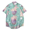 Camicie casual da uomo Buona Pasqua Giorno Stampa 3D per abiti da uomo Camicia da spiaggia hawaiana Kawaii Uovo Regali per bambini Camicette con bottoni