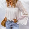 Women's Blouses Loose Vintage V-neck Tassel Boho Beach Holiday Summer Blouse Cotton Embroidery Splicing Chiffon Lace Shirts Women Tops