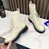 Designer Socks Boots 100% Real Leather Ankle Boots Women's Platform Casual Lace Up Chunky Trendy Fashion Ankle Boots Luxury Boots Solid Color Knit Plain Toe Size 35-42 SS
