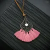 Pendentif Colliers Style National Long Rétro Bohème Cristal Fleur Gland Collier Collier Femme Bijoux Accessoires 2024