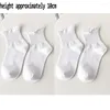 Women Socks 4pcs Cotton Ruffles Ankle INS Summer Cute Kawaii Luxury Korean Sock Girl Spring Black White Middle Tube Japanese Sox