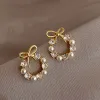 Vintage Irregular Hoop 14k Yellow Gold Earrings For Women Fashion Golds Color Plated Metal Earring 2024 New Trendy Jewelry Gifts
