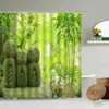 Duschgardiner Zen Stone Shower Curtain Forest Park Green Plants Natural Landskap Hem Badrum Väggdekor med krok Vattentät polyesterskärm Y240316