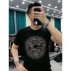 デザイナーメンズTシャツ夏のメデューサホットダイヤモンドラウンドネックTシャツのための半袖若者ストリートカジュアルプルオーバーPDM0