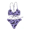 Costumi da bagno da donna Sexy stampati in due pezzi Bikini Set da donna Cinghie Moda posteriore con coulisse Reggiseno e perizoma Costume da bagno brasiliano Biquini