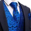 Vests Elegant Men's Vest Silk Royal Blue Sky Blue Navy Paisley Gift Male Formal Waistcoat Suit Sleeveless Jacket Dress Barry Wang