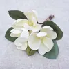 Dekorativa blommor konstgjorda magnolia rose verklig beröring vacker simulering med blad diy handgjorda bröllopsfest hem dekoration
