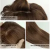 Toppers 10/12/14in Dark Brown Human Hair Toppers med Bang 100% Remy Human Hair Piece For Women Thining Hair Silk Base Clip in Topper