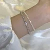 Bracciale con perle in zircone, francese, semplice, elegante, leggero, di lusso, retrò, gioielli da donna all'ingrosso