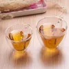 Wine Glasses Heart Love Shaped Glass Mug Couple Cups Double Cup Heat-Resisting Glasses/Tea/Milk/Espresso Coffee Cocktail Tool