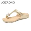 Pantofole lcizrong rhinestone sandals da spiaggia per donne estate da viaggio da viaggio fuoriuscite sandali in metallo in metallo