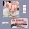 False Nails 24pcs French White Side Wearable Rhinestone Desgin Fake Short Simple Nail Full Cover Tips Press On