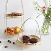 Kitchen Storage Bamboo Weaving Straw Baskets Fruit Bread Food -Single Layer